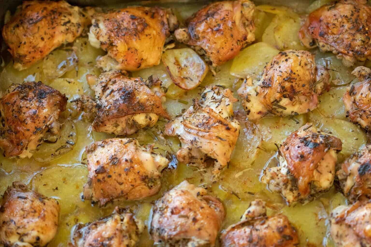 Slow Roasted Crispy Chicken Thighs and Potatoes The Matbakh