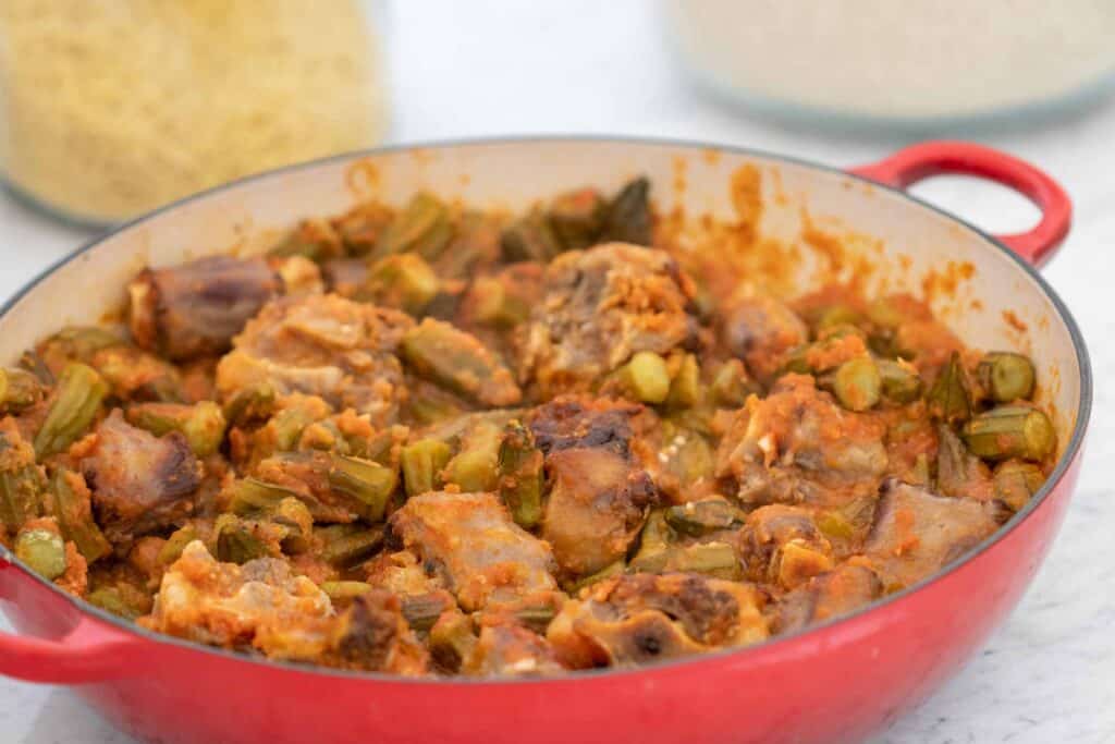 Oxtail Stew with Okra Egyptian Bamia Recipe The Matbakh