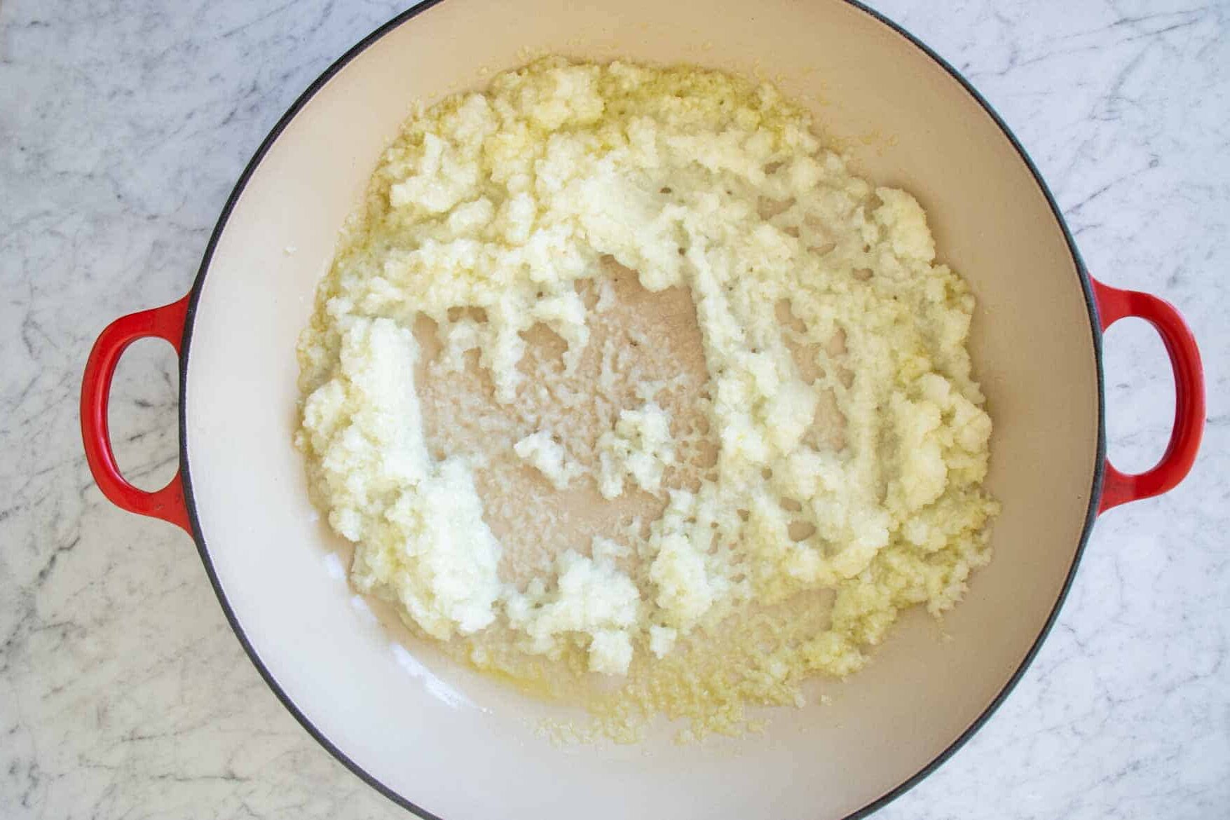 fry the onions and garlic in olive oil