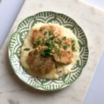 chicken kafta on top of mashed potatoes