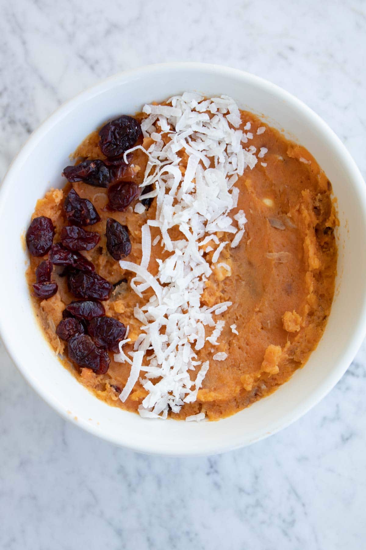 add some toppings on the sweet potato bowl