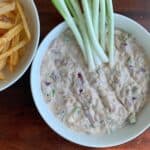 egyptian smoked herring dip (renga) in a bowl with green onions