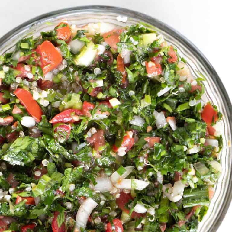 quinoa tabbouleh parsley salad close up