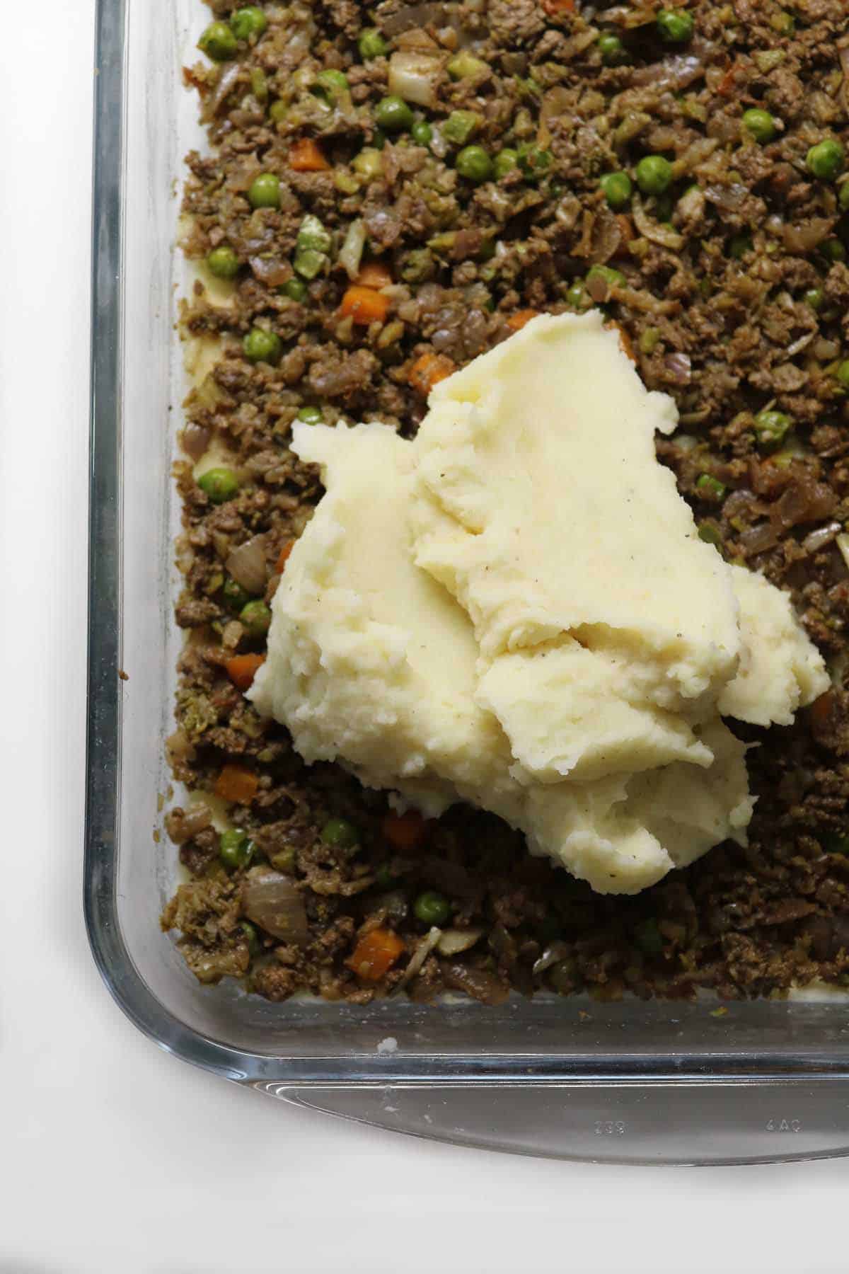 mashed potato dollop on top of ground meat