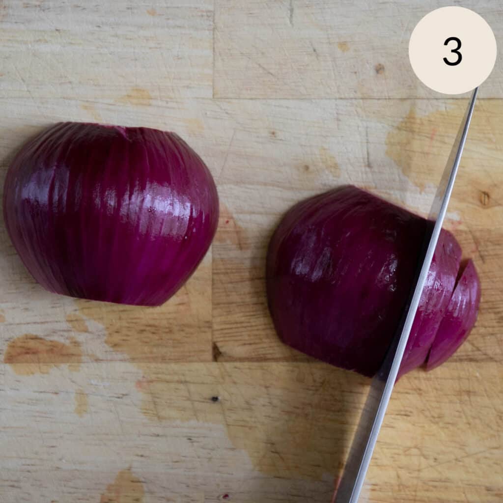 slice the onion longways
