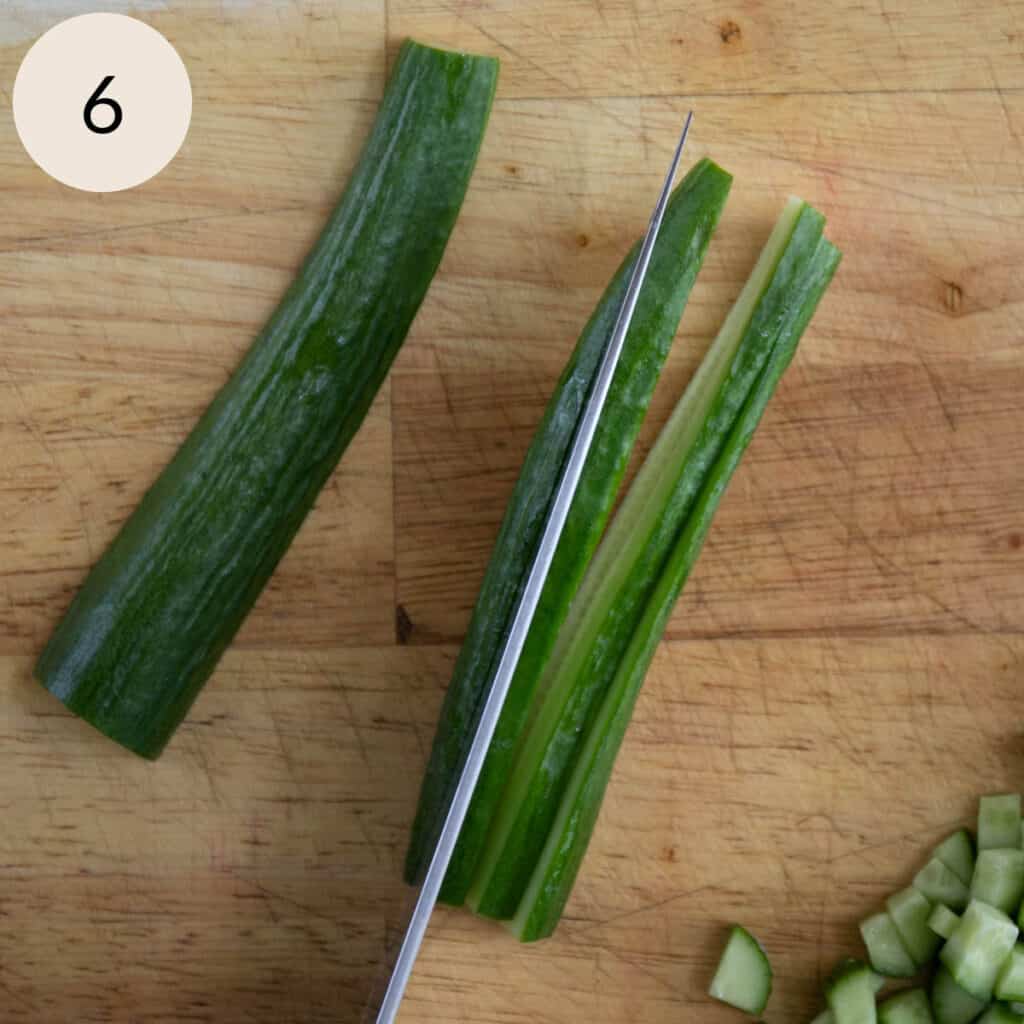 slice the Persian cucumber longways
