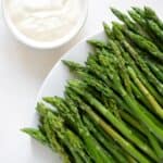 blanched asparagus with garlic aioli