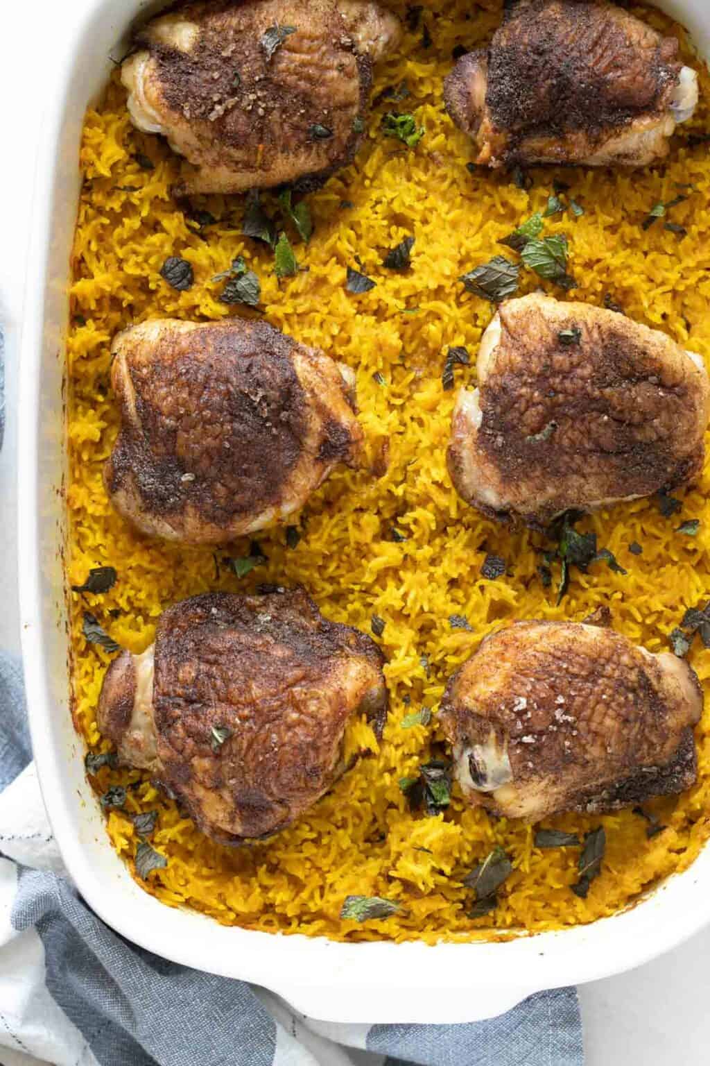 Baked Chicken Thighs and Turmeric Basmati Rice The Matbakh