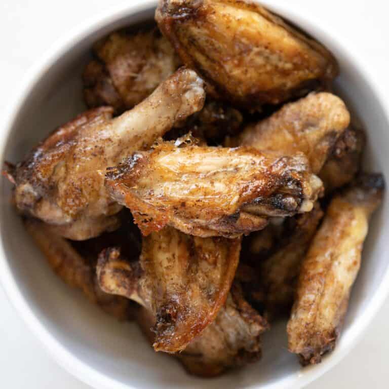 close up view of shawarma spiced crispy baked chicken wings