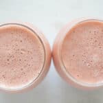 strawberry banana smoothie in a cup