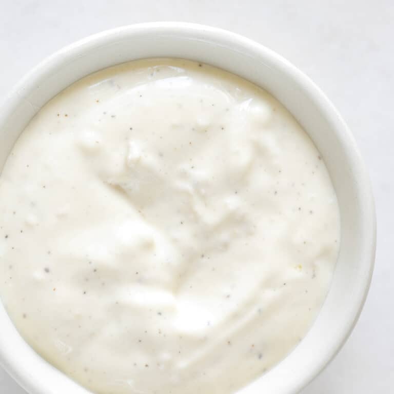 lemon garlic aioli in a bowl