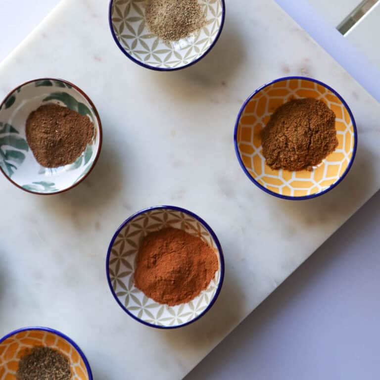 ground spices in dishes