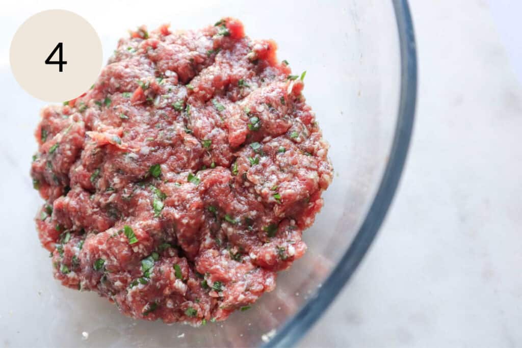 kafta meat mixed together in a bowl