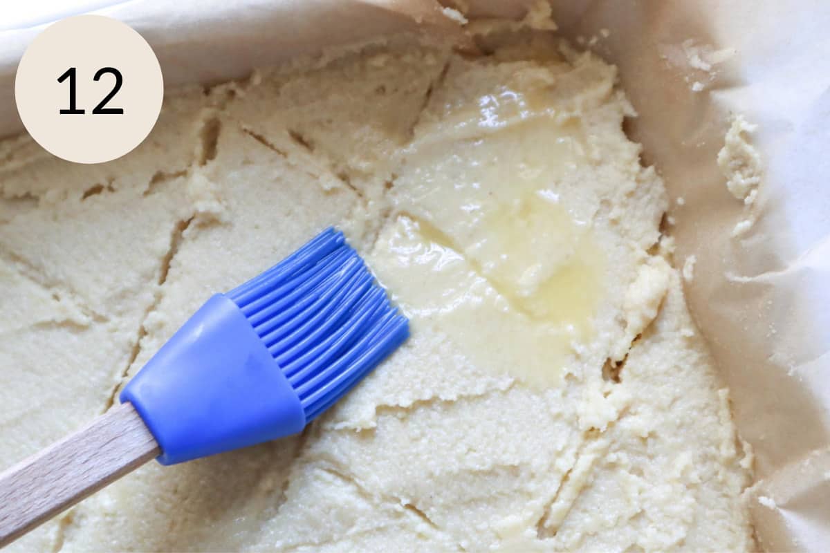 add melted butter on the semolina cake