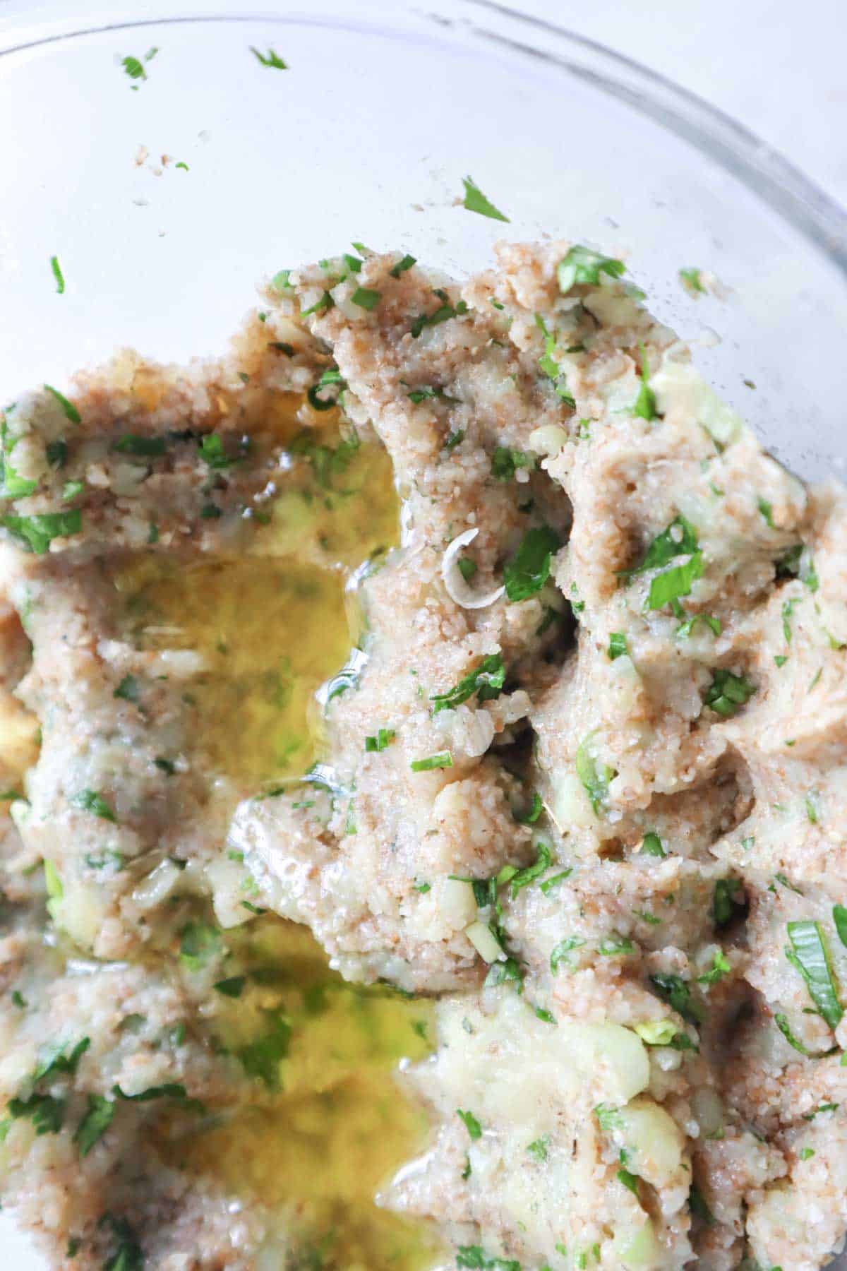 kibbet batata mixed with olive oil