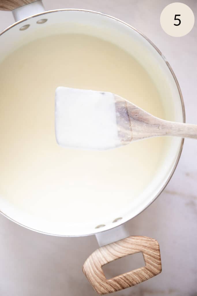 continue whisking until a thick bechemal sauce coats the spoon