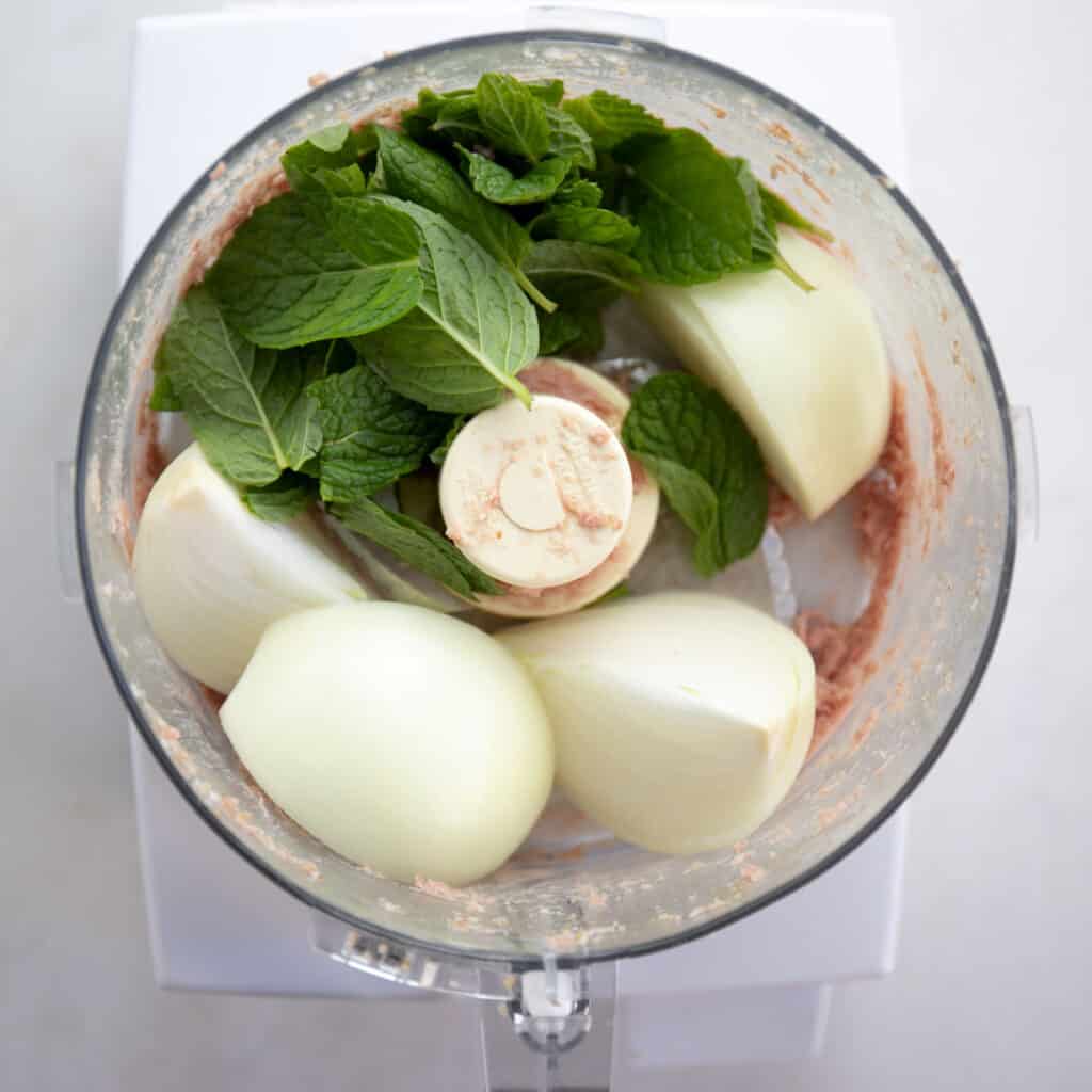 add onion and mint to the food processor