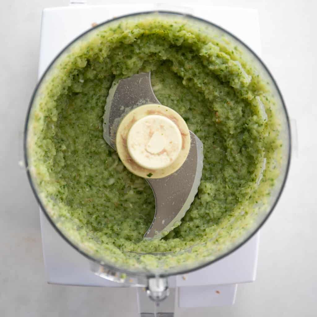 pulse the onion and mint leaves with the food processor