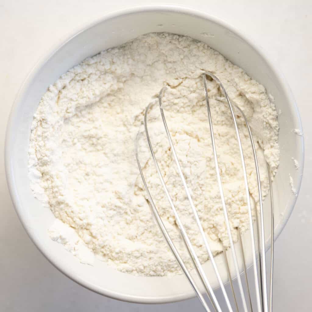 mixing the dry ingredients with a whisk