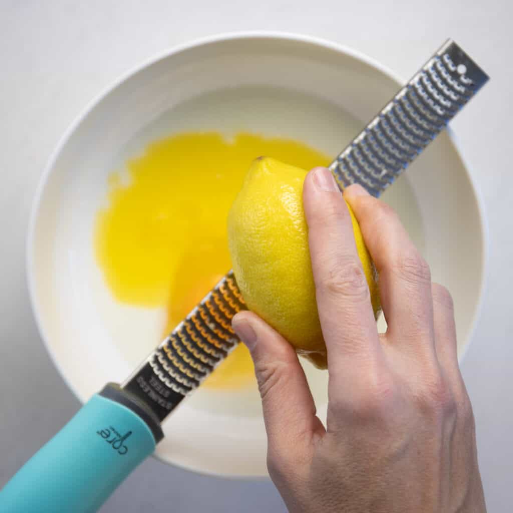 zest a lemon into the bowl