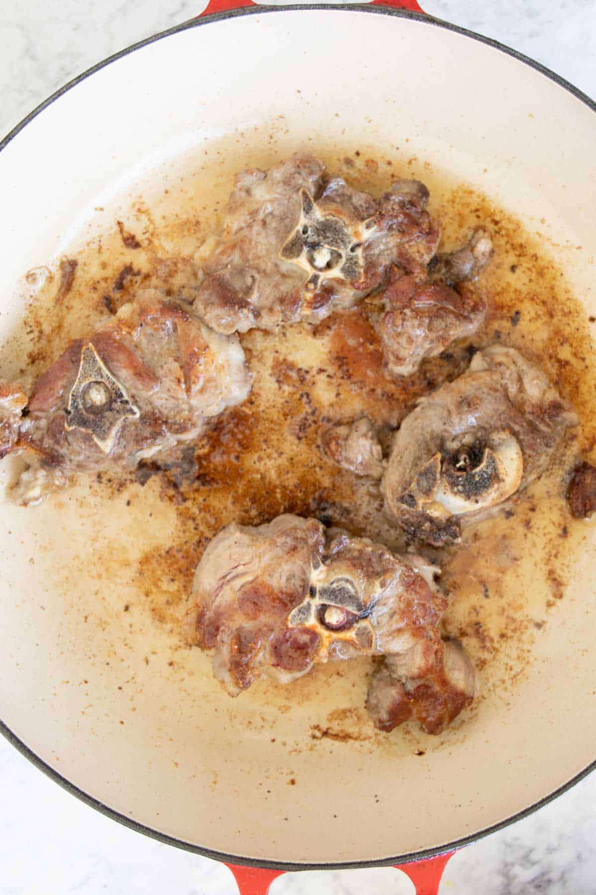 caramelizing the lamb