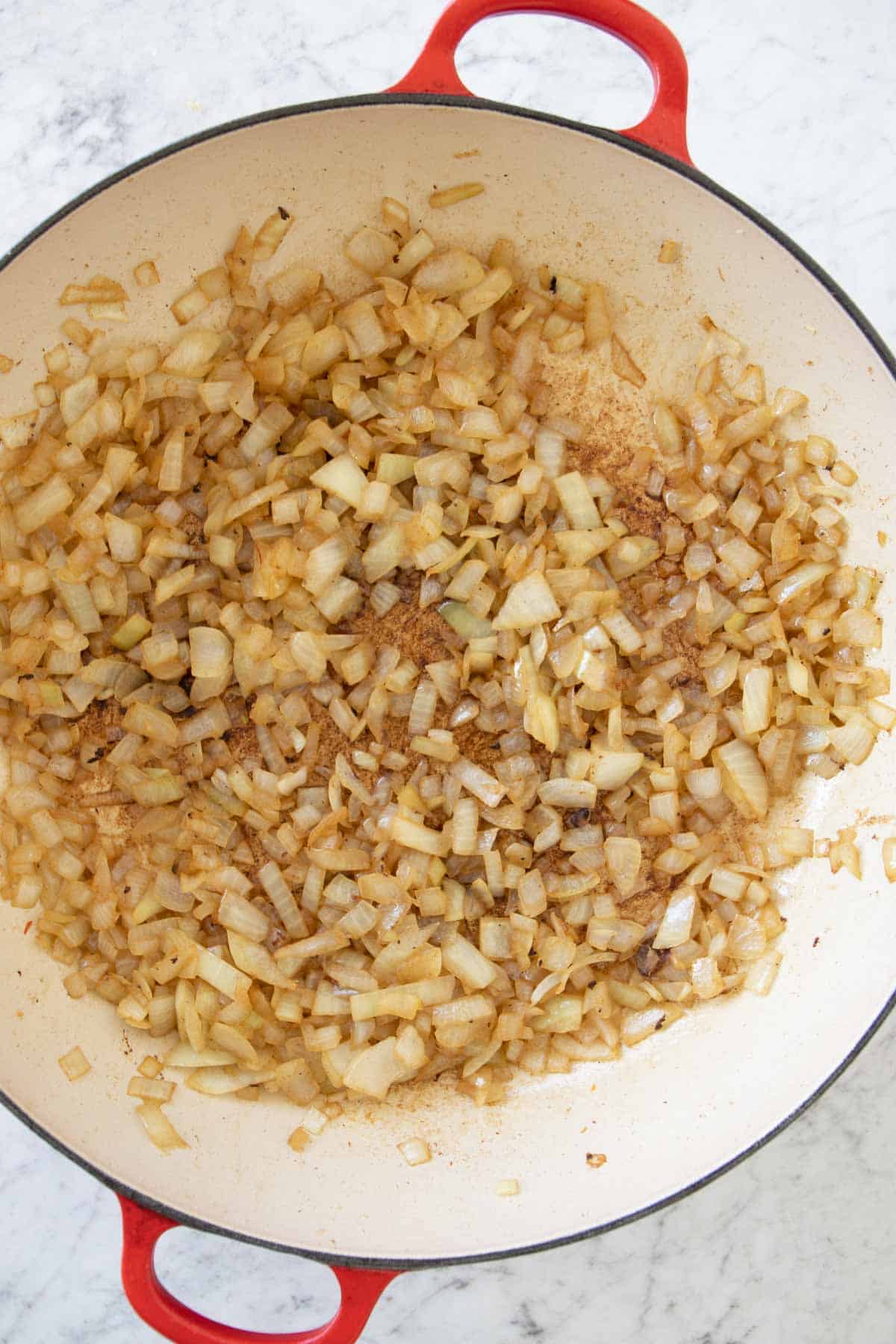 sauteeing the onions