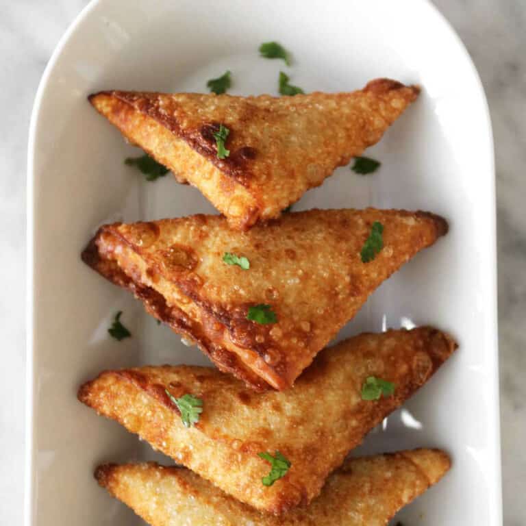 fried ground beef samosas