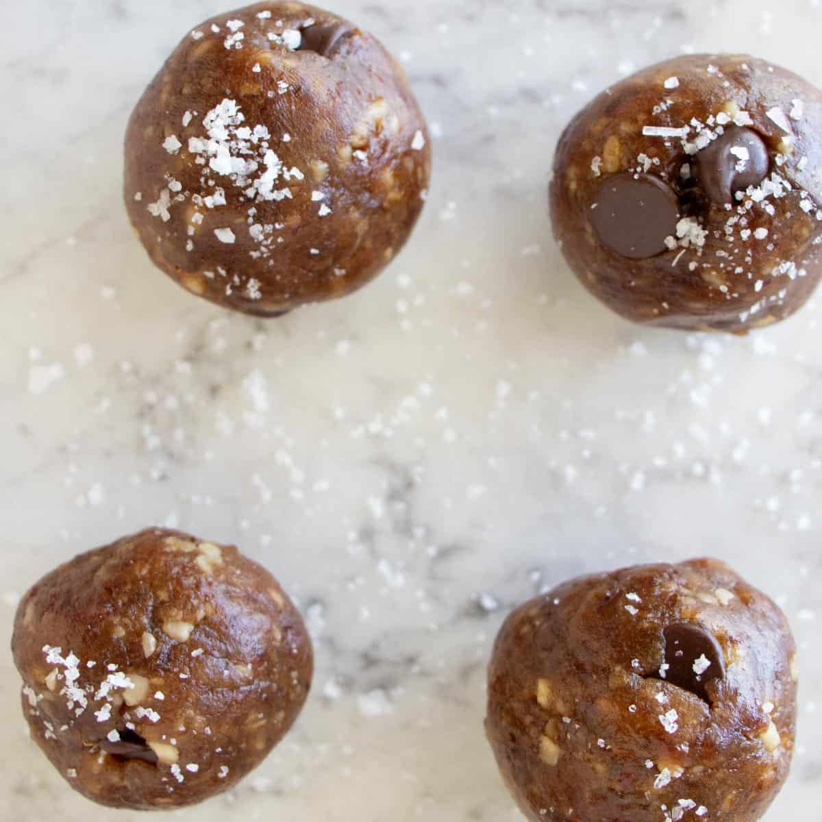 close up view of date balls