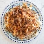 Egyptian koshari on a plate