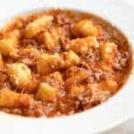 authentic gnocchi with meat pasta sauce.