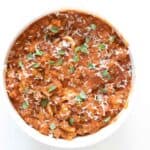 homemade ragu sauce in a bowl.