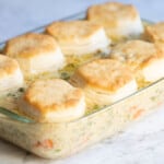 chicken pot pie casserole with biscuits