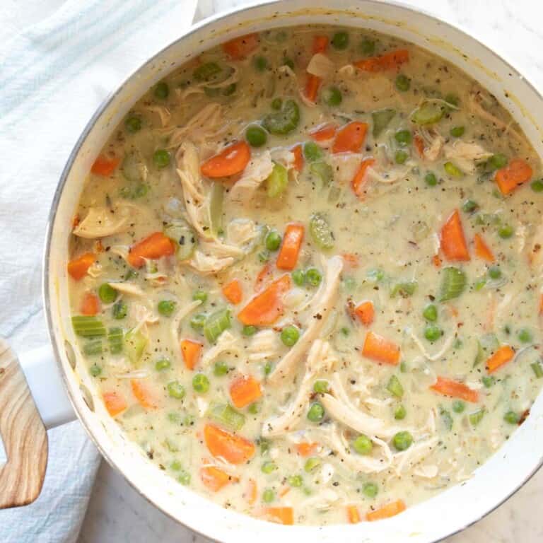 crustless chicken pot pie in a pot