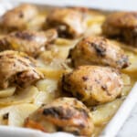 crispy chicken thighs and potatoes