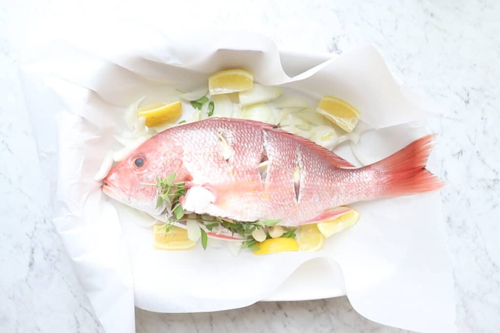 Mediterranean Baked Whole Red Snapper Fish - The Matbakh