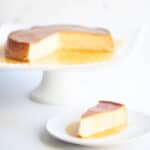 creme caramel flan dessert on a plate.