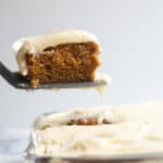 pumpkin cake with cream cheese icing.