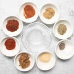 Spices to make homemade blackened cajun seasoning.