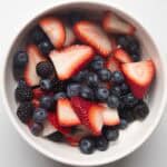 fresh mixed berries in a bowl.
