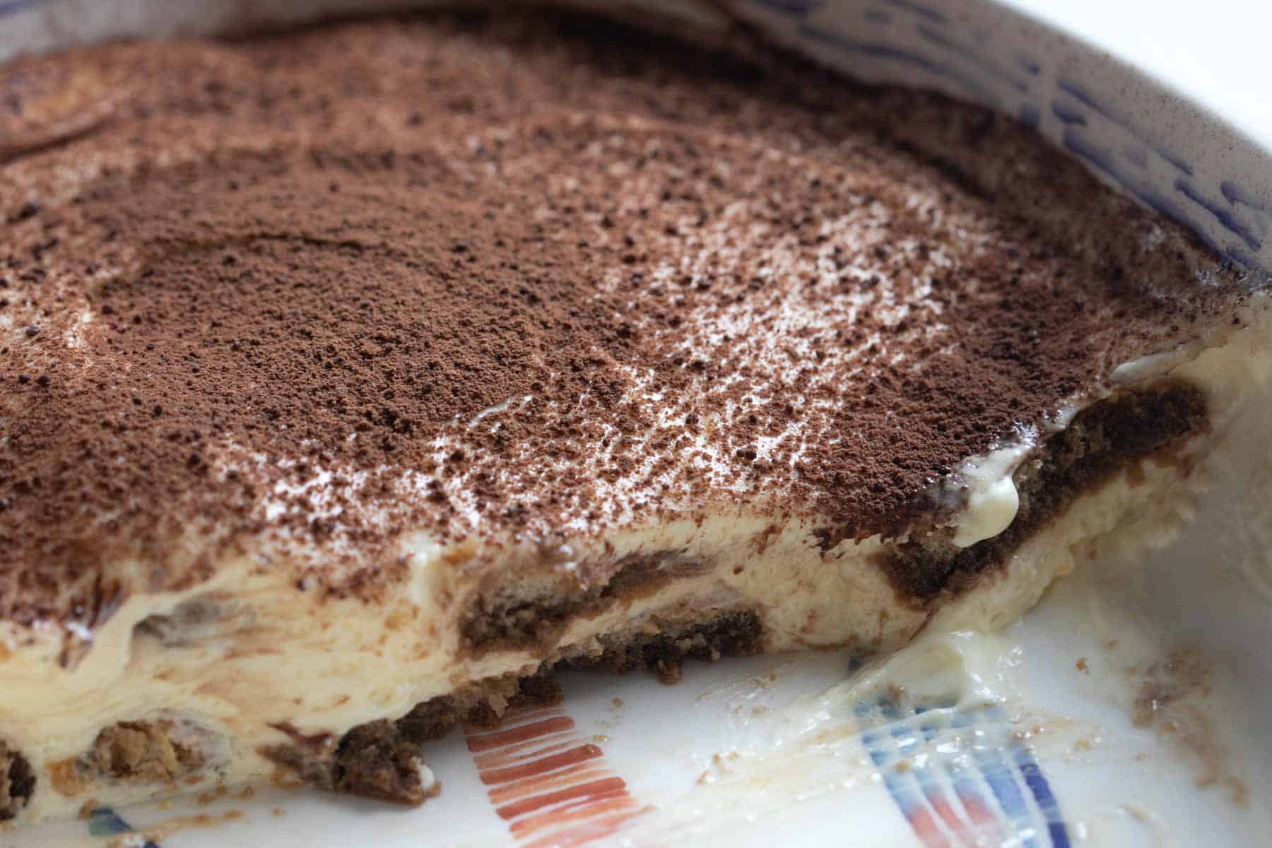 tiramisu in a serving platter.