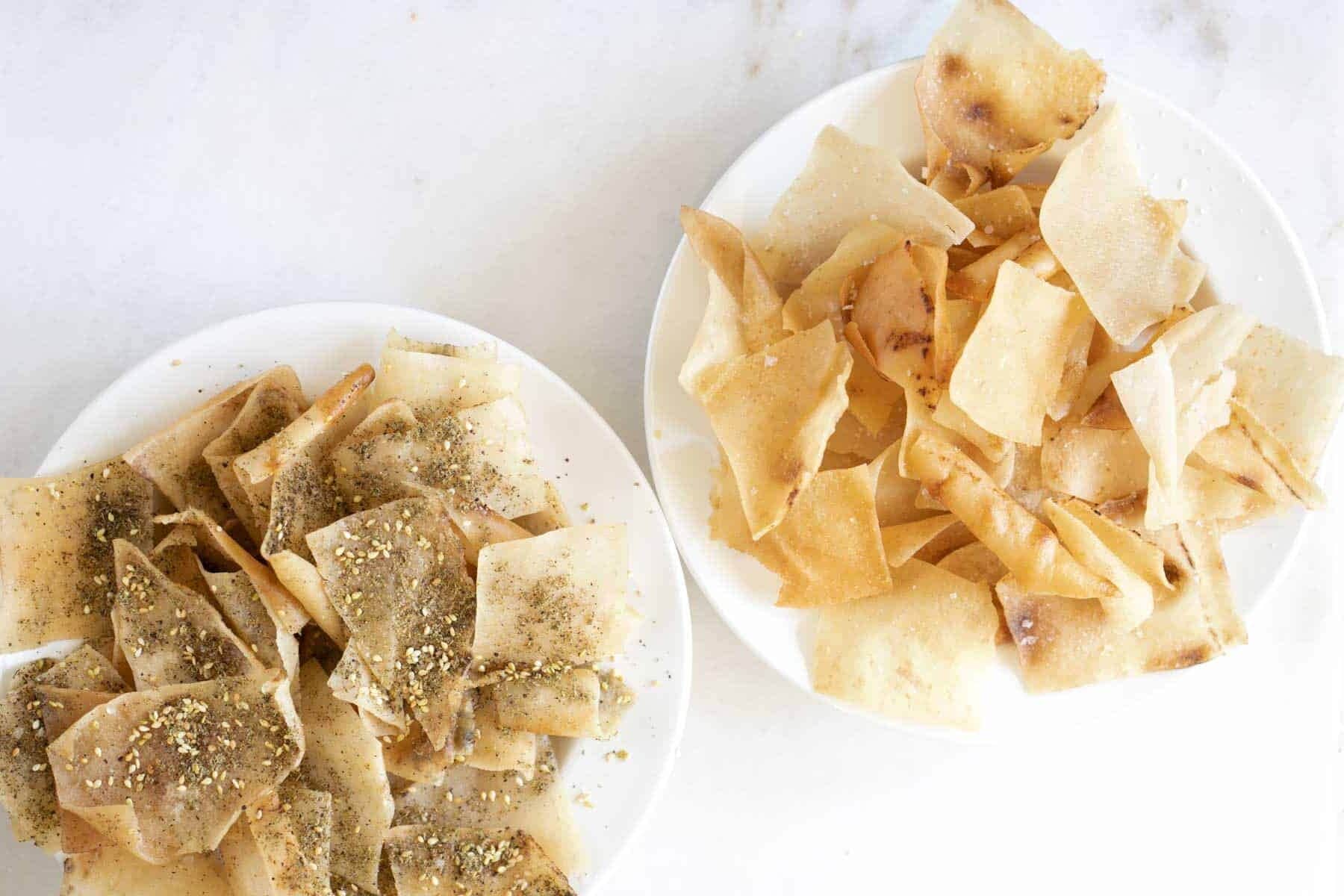 homemade pita chips in a bowl