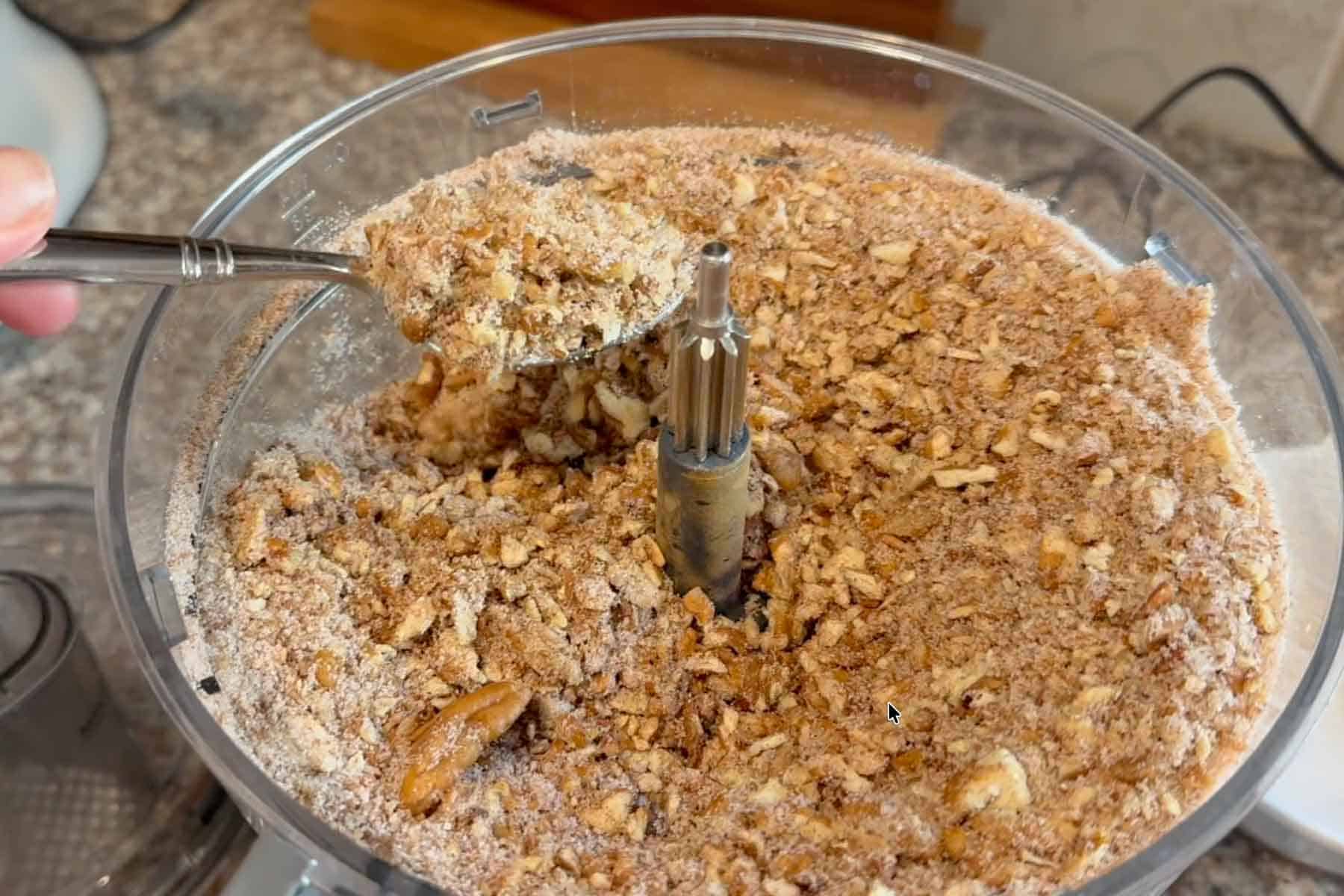 crushed pecan and sugar mixture.