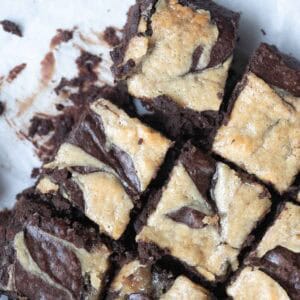 baked chocolate tahini brownies cut