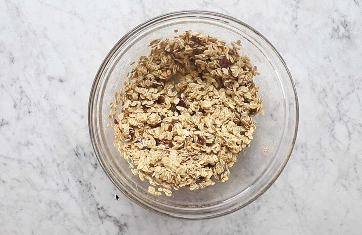 tahini granola mixture before it's baked
