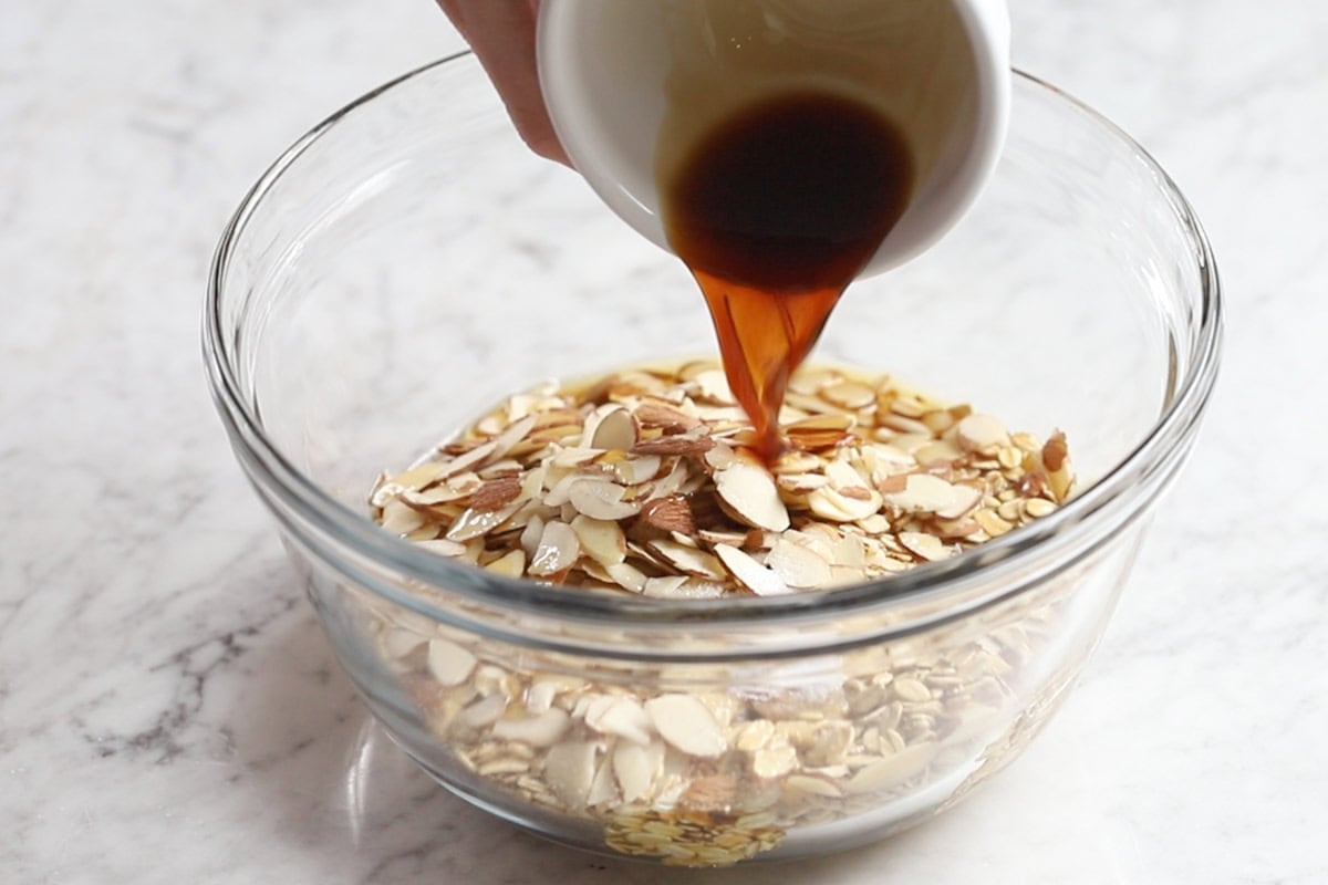 adding the wet ingredients.