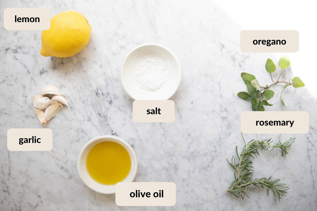 Mediterranean chicken marinade ingredients.