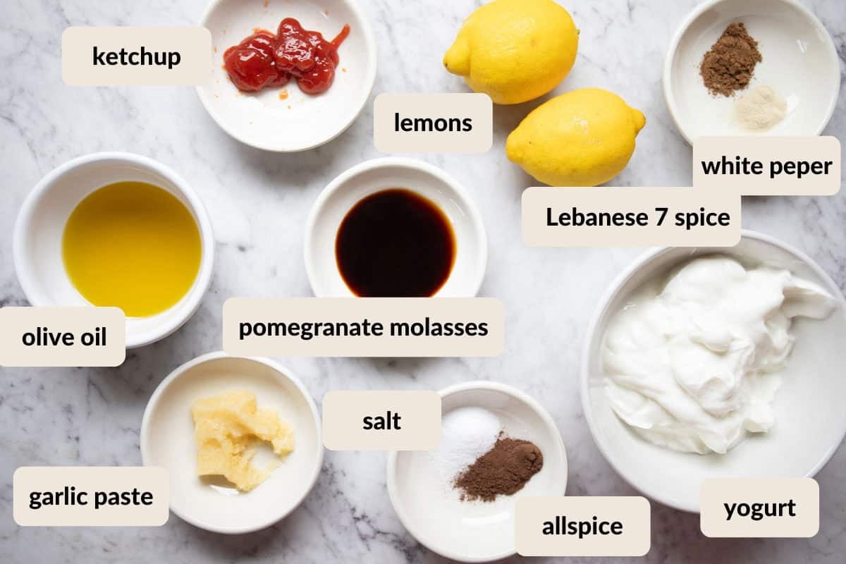 ingredients for shish tawook marinade